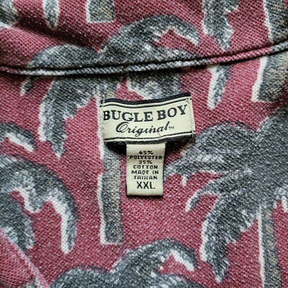 Bugle Boy Orignal Short Sleeved Palm Trees Red Hawaiian Button Up Shirt Mens XXL - Picture 4 of 6